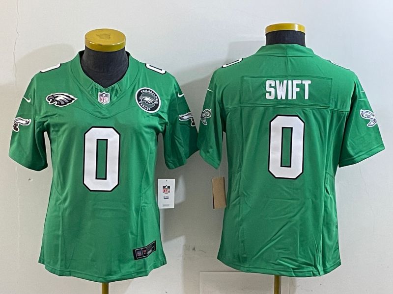 Youth Philadelphia Eagles #0 Swift Green three generations 2025 Nike Vapor Limited NFL Jersey style 5